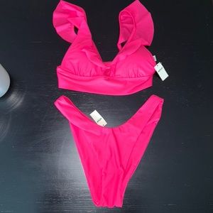 Aerie- Large bright pink neon bikini- never worn!